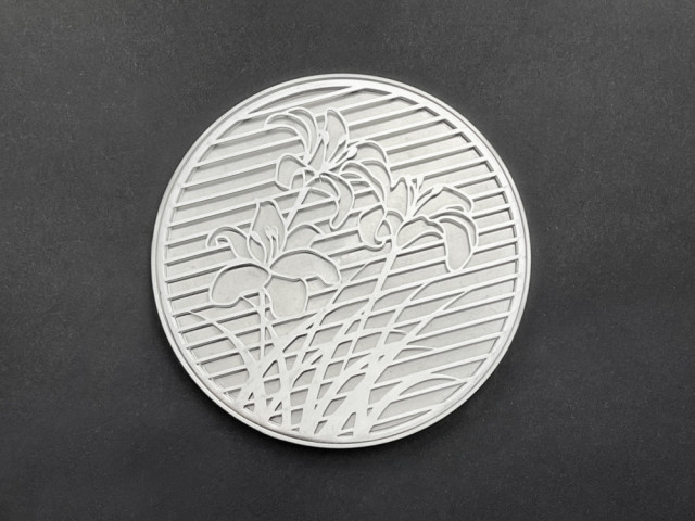 山崎謹製 純銀製 タレントコースター 3個セット 銀×ガラス 万能銘々皿 小物