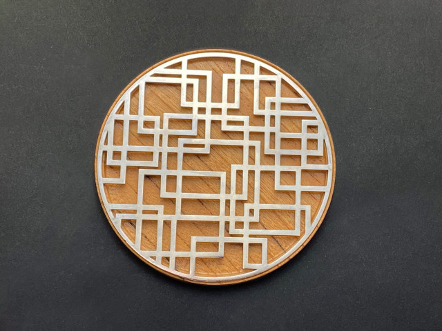 KADA さま専用 ステンレスコースター (金箔ベース) 重ね格子｜ステンレスグッズ