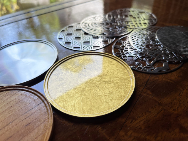 Winter sale 開催中！】ステンレスコースター (欅ベース) ドクロ