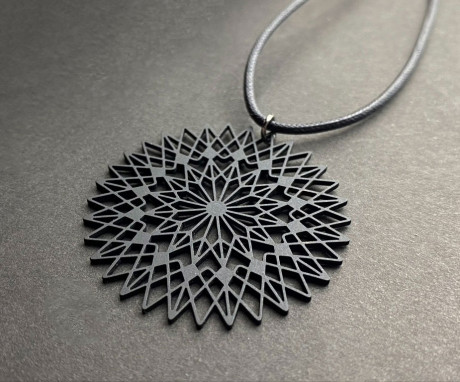 ステンレスネックレス（マットブラック)　華(HANA)