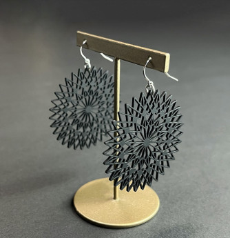 ステンレスピアス（マットブラック)　華(HANA)