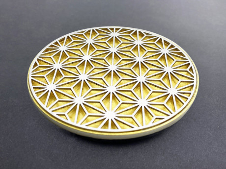 【Winter sale 開催中！】ステンレスコースター (金箔ベース)　麻の葉