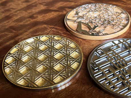 【Winter sale 開催中！】ステンレスコースター (金箔ベース)　麻の葉