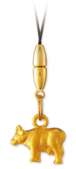 純金製ストラップ　干支　【丑】勇猛精進