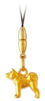 純金製ストラップ　干支　【戌】安産祈願